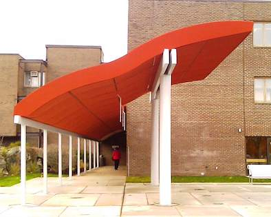 Sculptural covered walkway