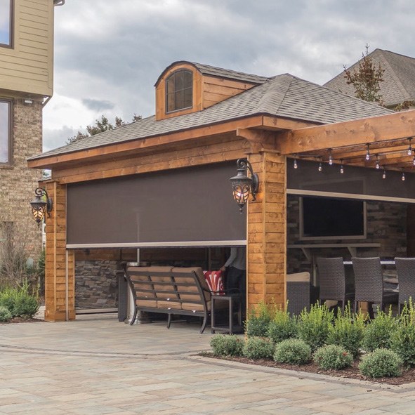 A protected outdoor kitchen